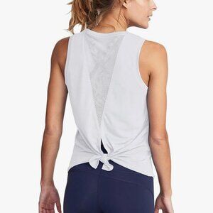 Mippo Tie Back Mesh Athletic Workout Tank Top, Size M, White